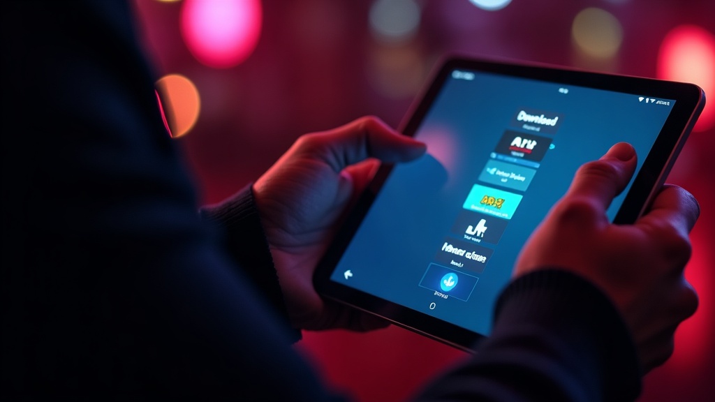 Smartphone and tablet showing different casino app download options