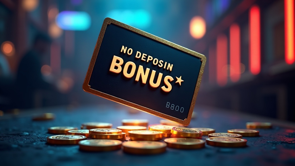 No deposit bonus card and free spins above casino slot reels